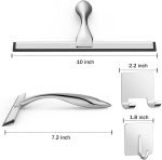 Stainless Steel Shower Squeegee with Hooks for Glass Door, Window & Mirror Cleaning - Image 2