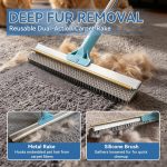 Dual-Action Carpet Rake Set for Pet Hair Removal, Adjustable Handle Cleaning Tool Kit - Image 2