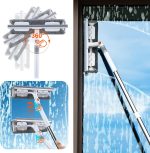 2-in-1 Window Cleaning Squeegee with Extension Pole, Rotating Head Glass Cleaner - Image 2