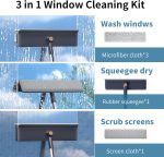 Window Cleaning Kit with Extension Pole, Microfiber Cloth & Screen Brush - Image 2