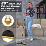 Adjustable Carpet Rake Pet Hair Remover with Long Handle, Reusable Rug Cleaning Tool - Image 2