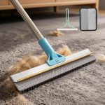 Dual-Action Carpet Rake Set for Pet Hair Removal, Adjustable Handle Cleaning Tool Kit