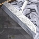 Long Handle Rubber Squeegee Broom for Floors, Multi-Surface Pet Hair Remover for Carpet, Tile & Glass